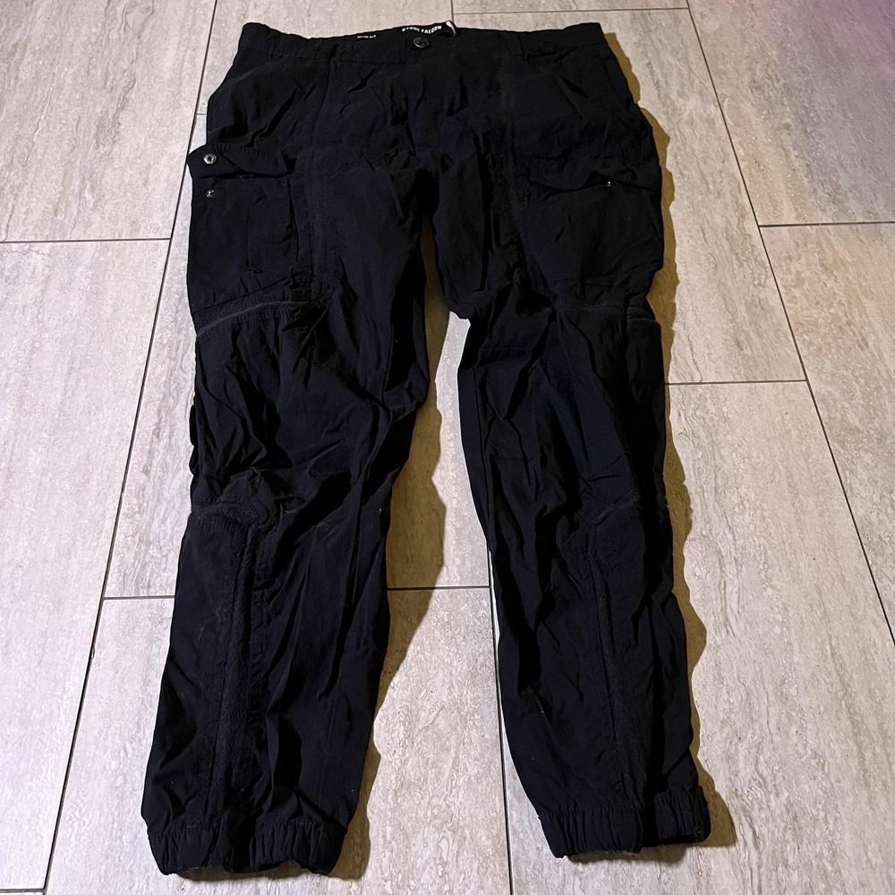 Stone Falcon Pants Mens 34x30 Black Slim Fit Tactical Cargo Nylon Cuffed Stretch